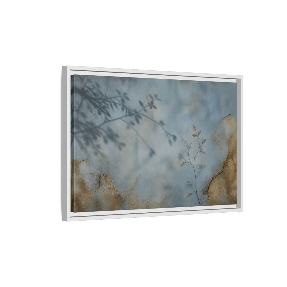 Side Mockup 1. Wabi Sabi Branch Shadow shown as framed canvas print
