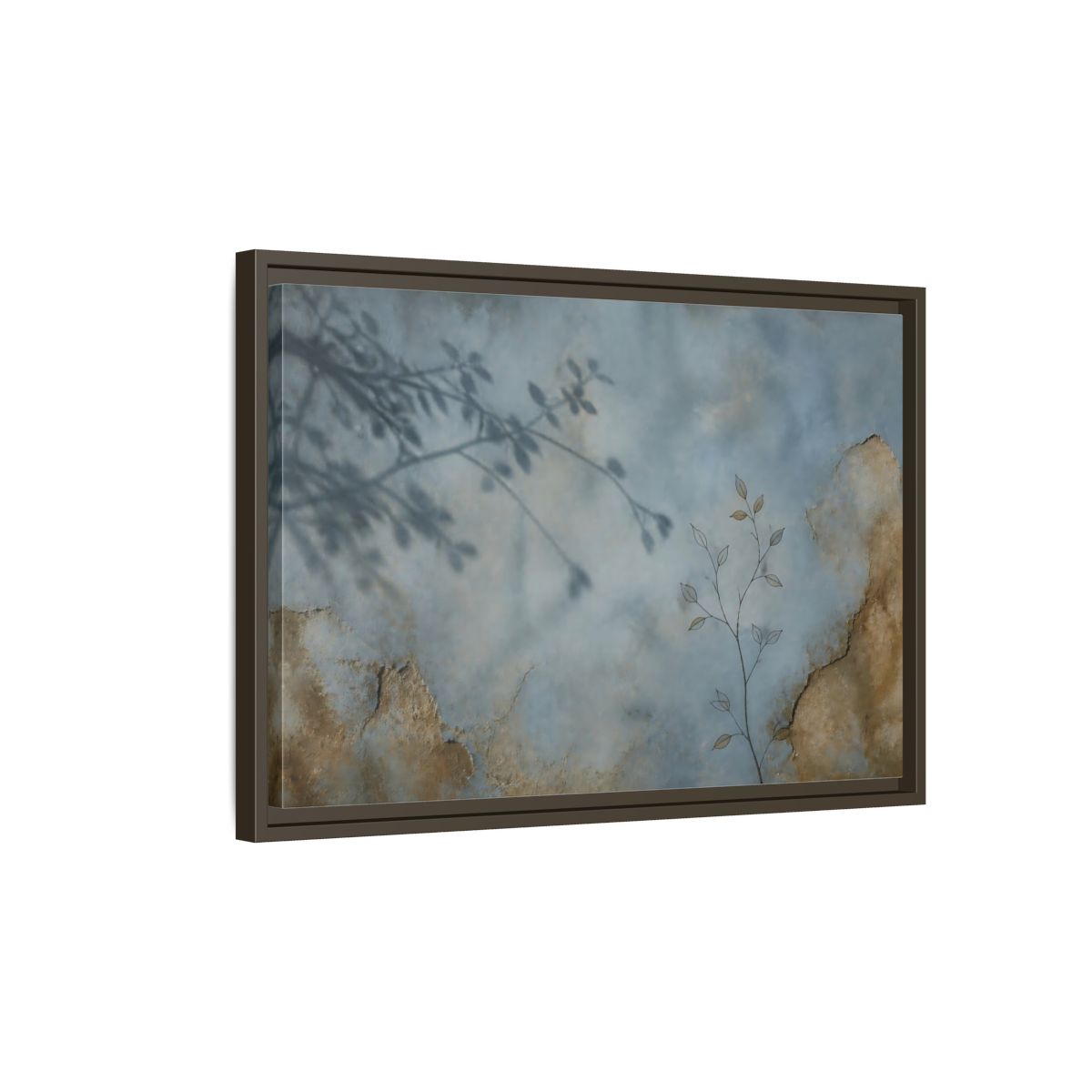 Side Mockup 2. Wabi Sabi Branch Shadow shown as framed canvas print