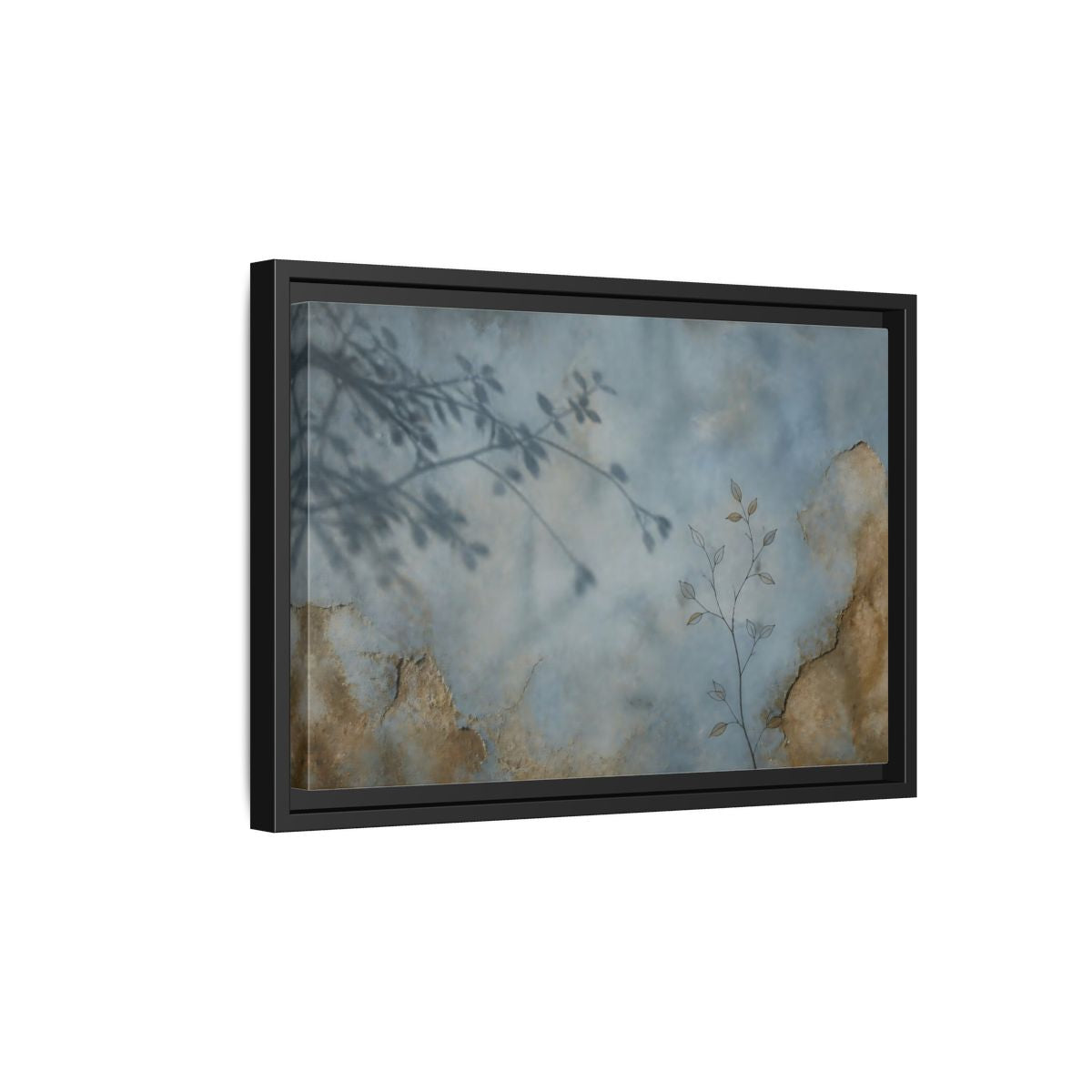 Side Mockup 6. Wabi Sabi Branch Shadow shown as framed canvas print