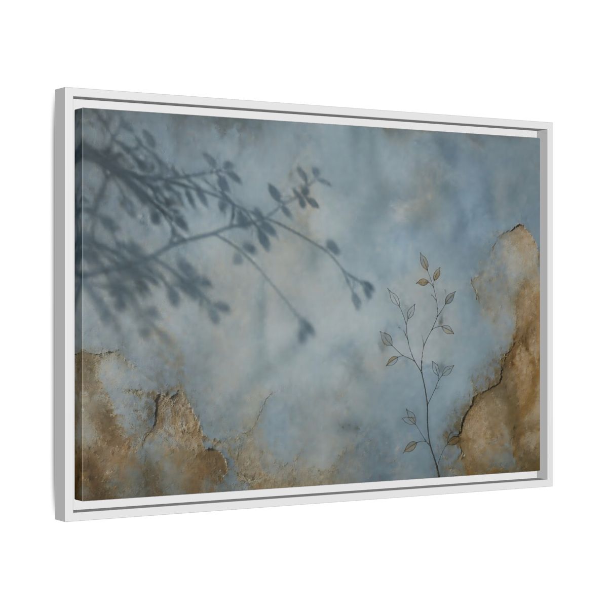 Side Mockup 10. Wabi Sabi Branch Shadow shown as framed canvas print