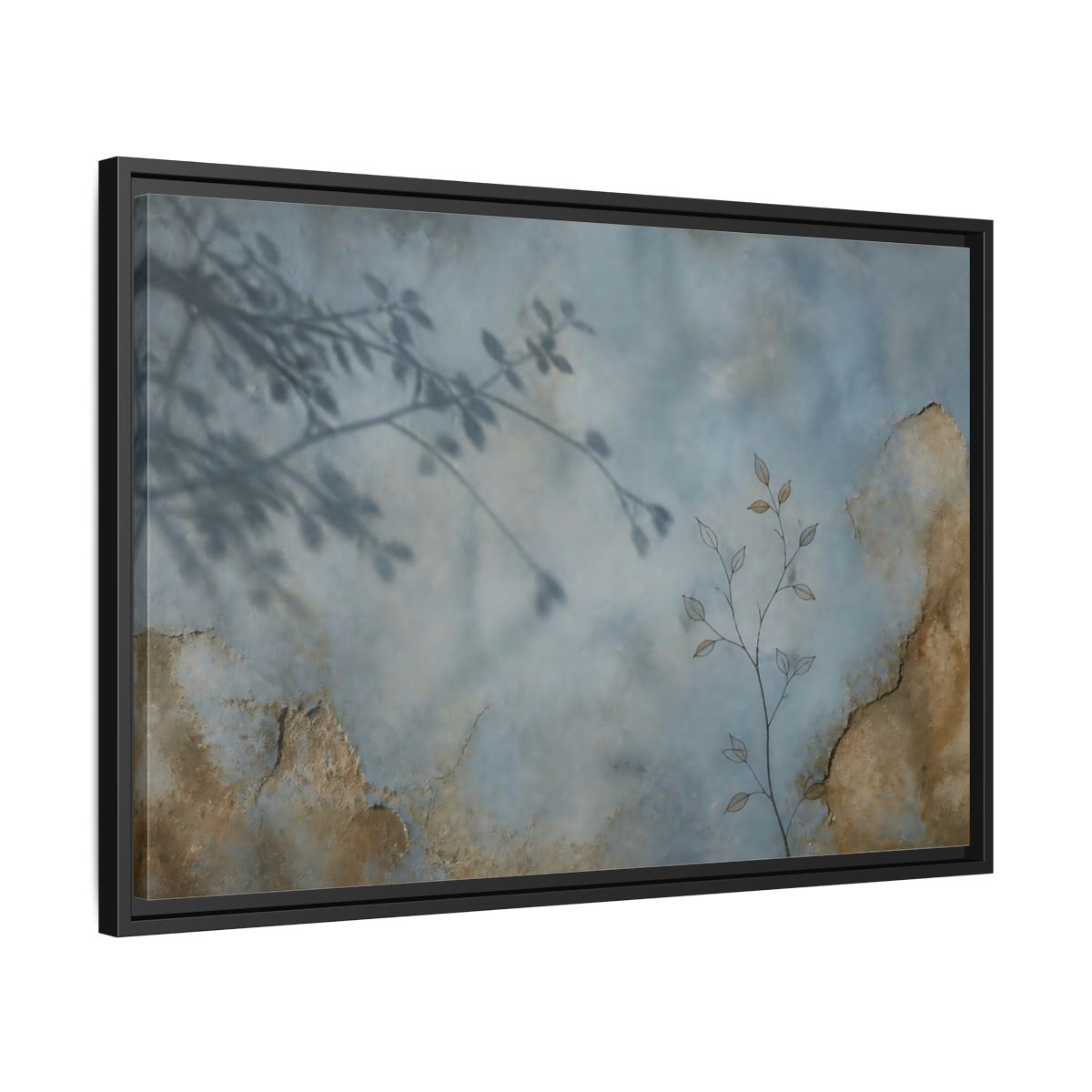 Side Mockup 14. Wabi Sabi Branch Shadow shown as framed canvas print