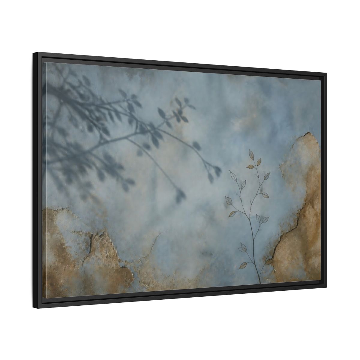 Side Mockup 13. Wabi Sabi Branch Shadow shown as framed canvas print
