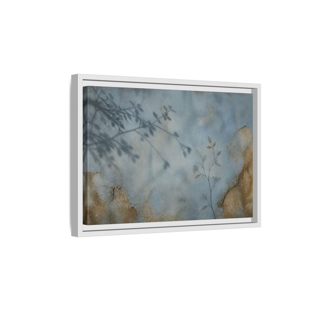 Side Mockup 4. Wabi Sabi Branch Shadow shown as framed canvas print