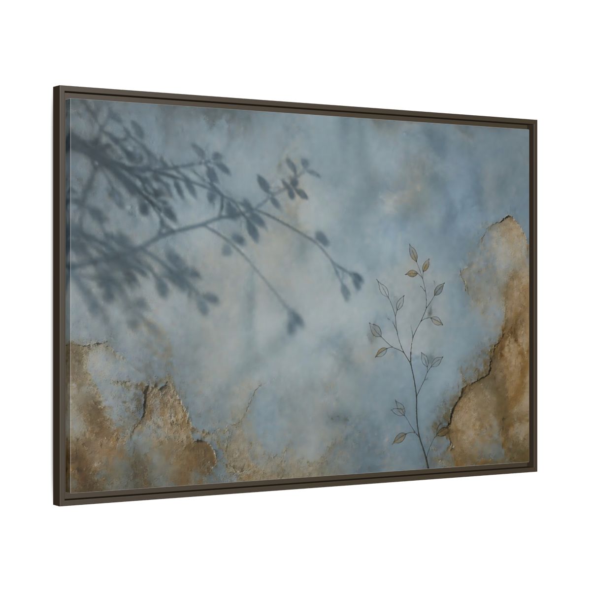 Side Mockup 8. Wabi Sabi Branch Shadow shown as framed canvas print