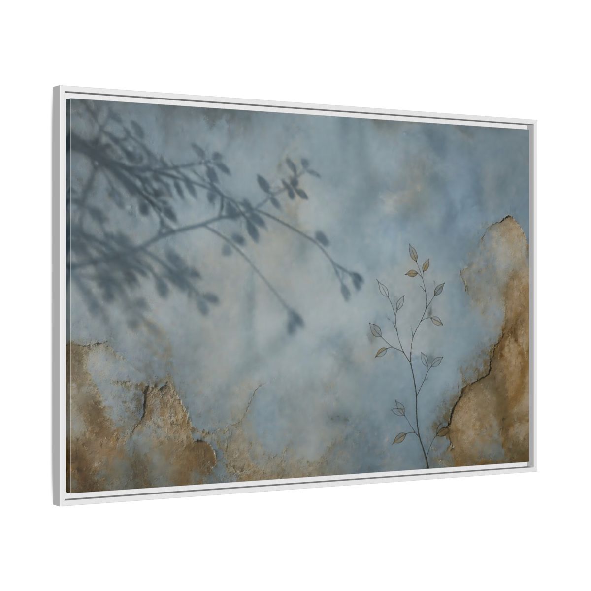 Side Mockup 7. Wabi Sabi Branch Shadow shown as framed canvas print