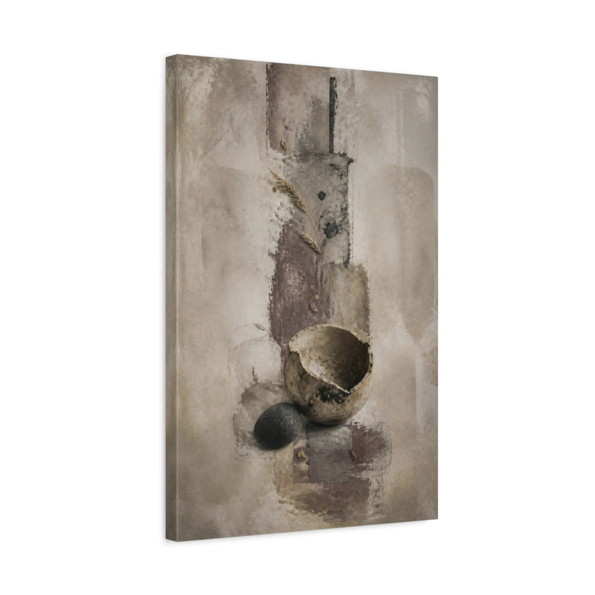 Side Mockup 3. Wabi Sabi Broken Bowl shown as canvas print