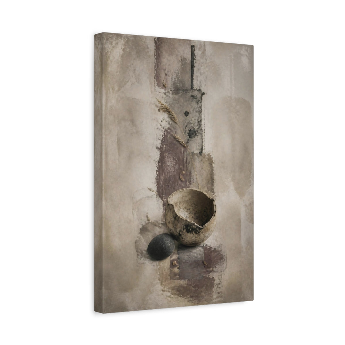 Side Mockup 4. Wabi Sabi Broken Bowl shown as canvas print