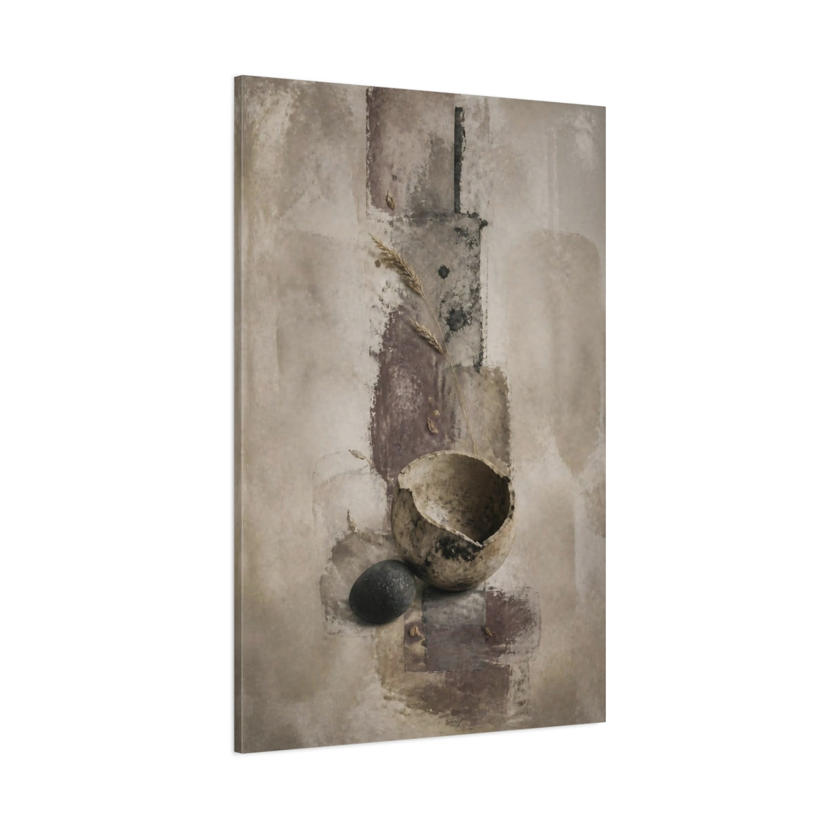 Side Mockup 1. Wabi Sabi Broken Bowl shown as canvas print