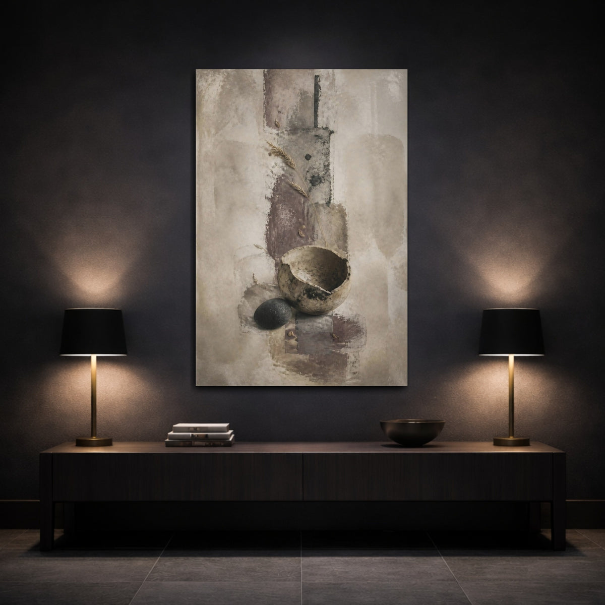 Mockup 3. Wabi Sabi Broken Bowl shown as canvas print