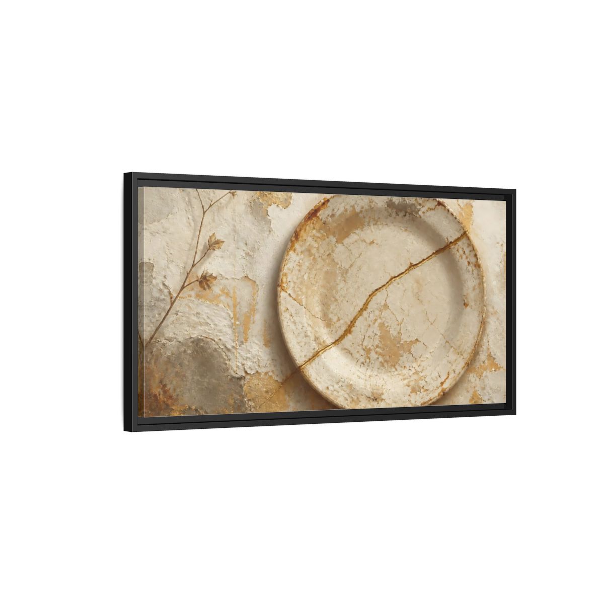 Side Mockup 2. Wabi Sabi Ceramic Plate shown as framed canvas print