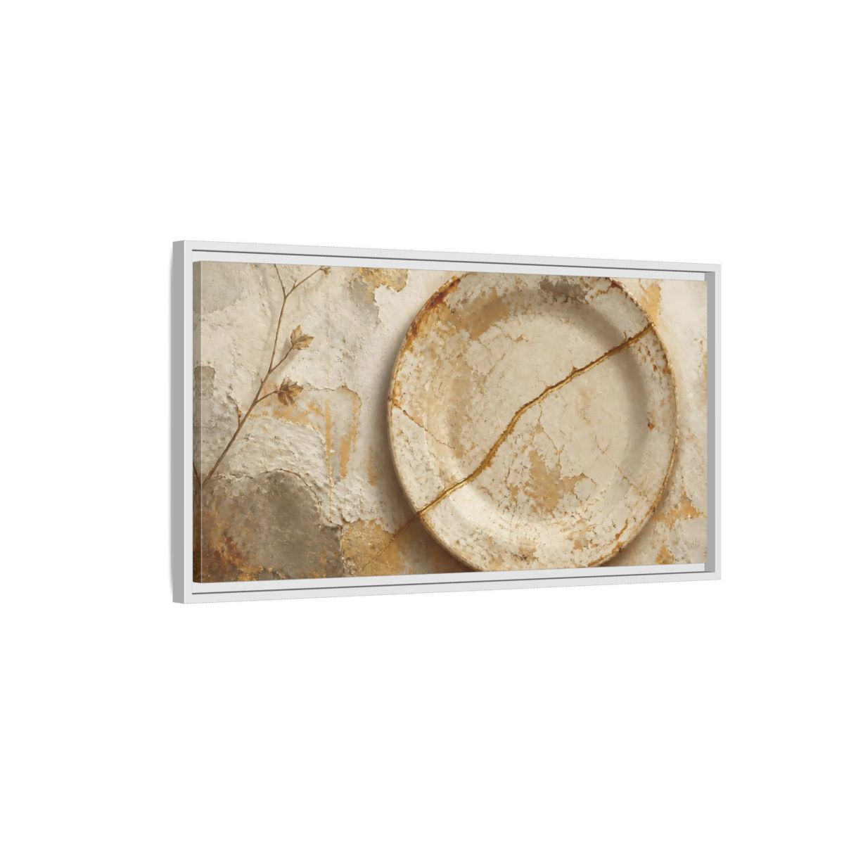 Side Mockup 1. Wabi Sabi Ceramic Plate shown as framed canvas print