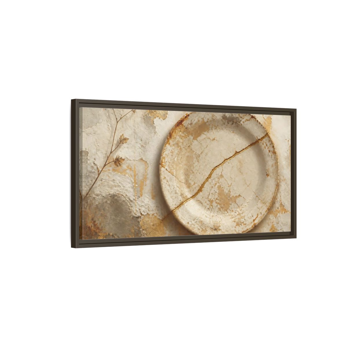 Main Mockup. Wabi Sabi Ceramic Plate shown as framed canvas print