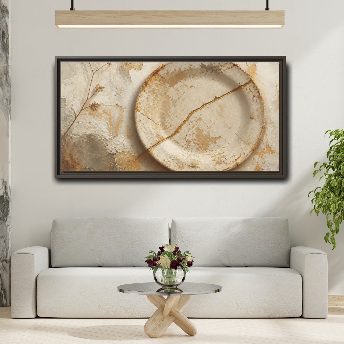 Mockup 2. Wabi Sabi Ceramic Plate shown as framed canvas print