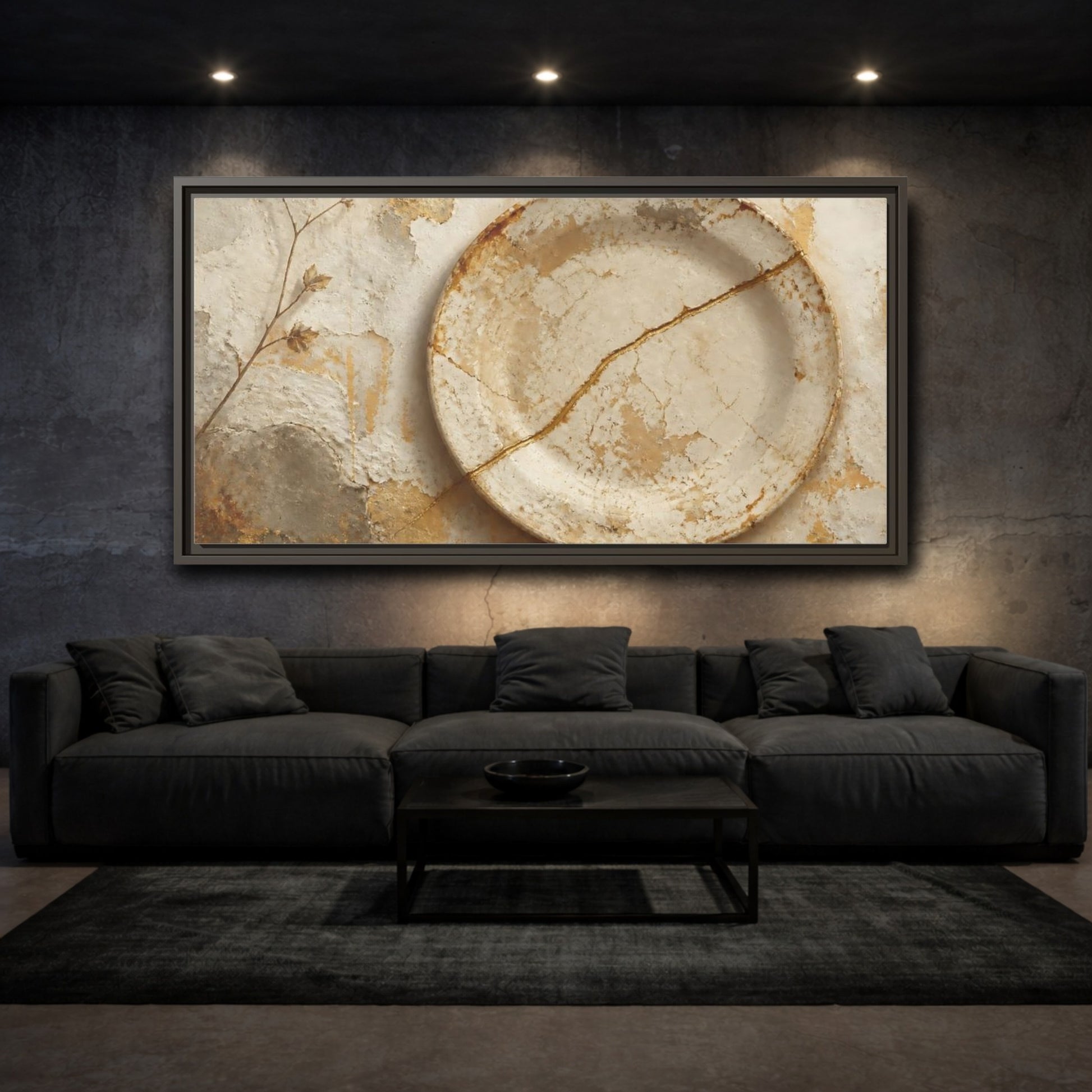 Mockup 3. Wabi Sabi Ceramic Plate shown as framed canvas print