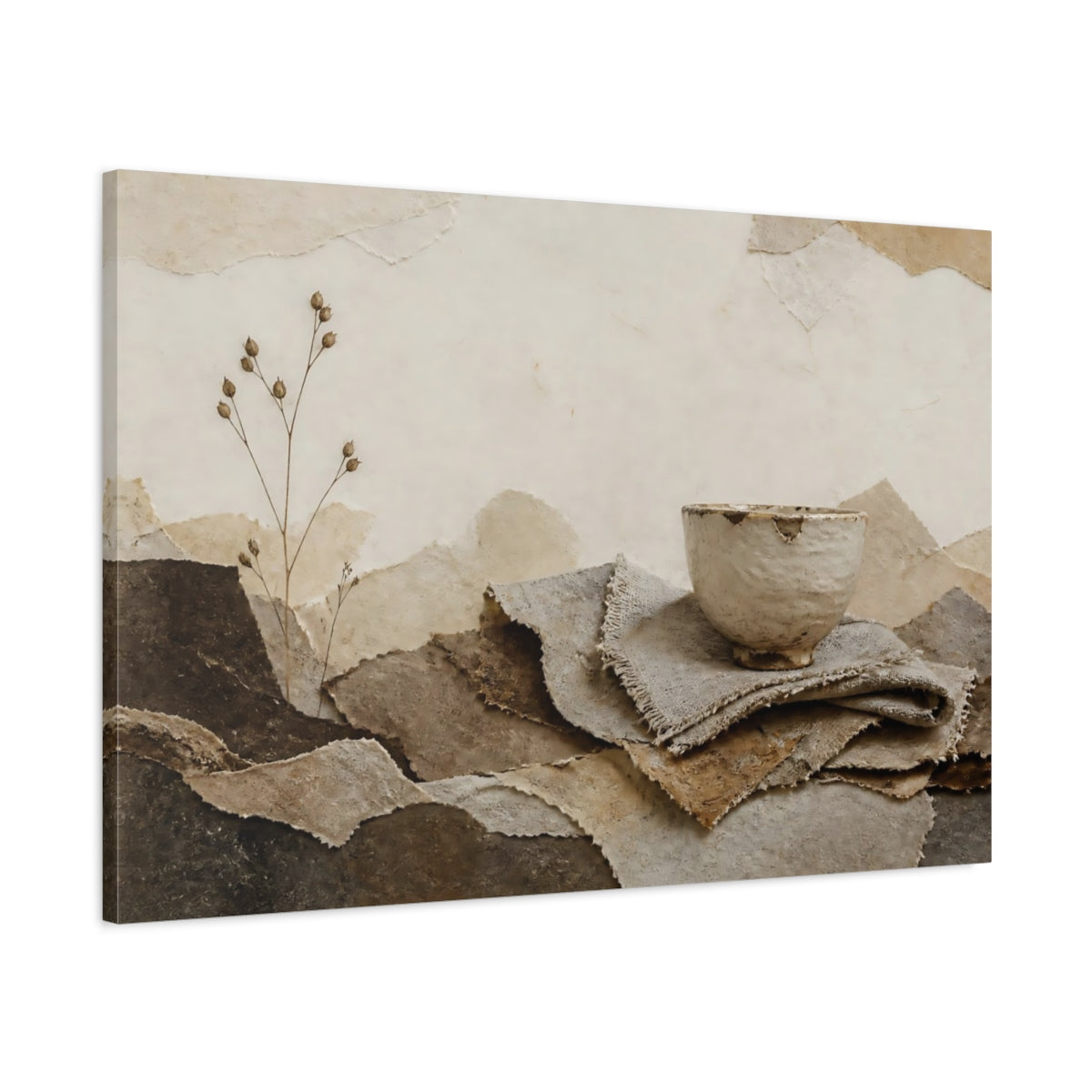Main Mockup. Wabi Sabi Chipped Cup shown as canvas print
