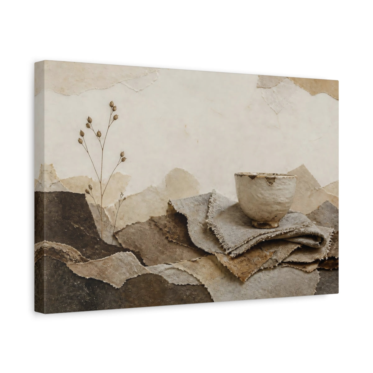 Side Mockup 4. Wabi Sabi Chipped Cup shown as canvas print