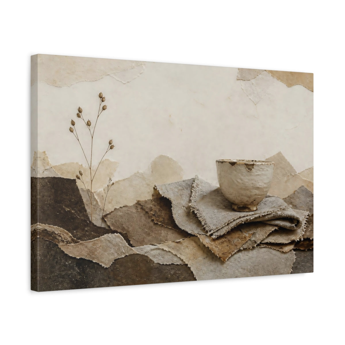 Side Mockup 3. Wabi Sabi Chipped Cup shown as canvas print
