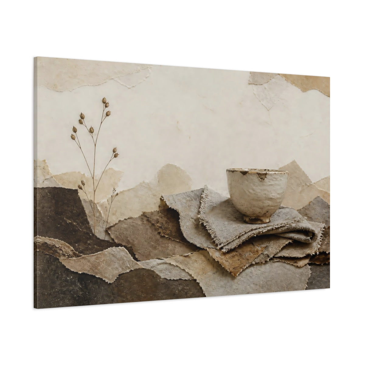 Side Mockup 1. Wabi Sabi Chipped Cup shown as canvas print
