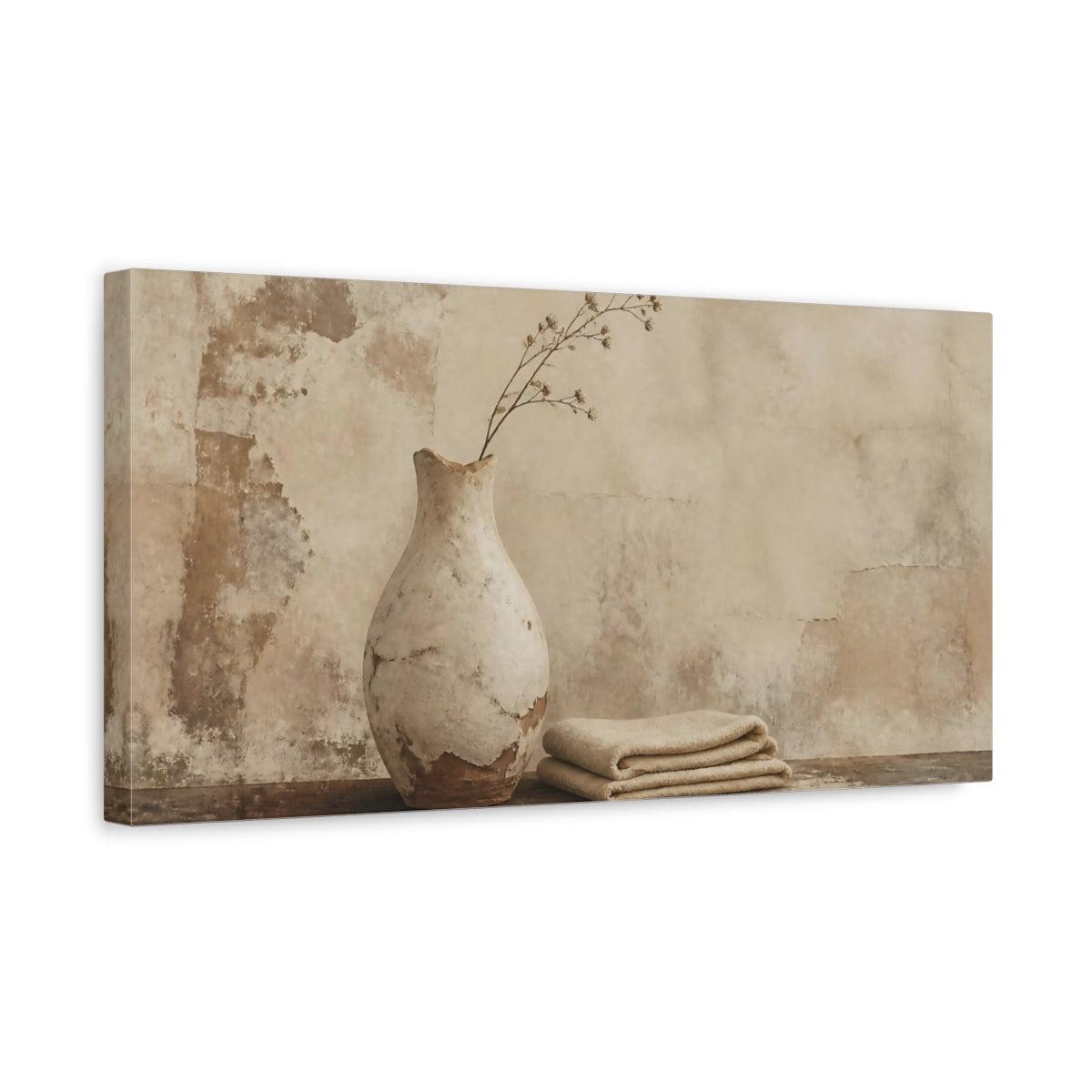 Side Mockup 3. Wabi Sabi Chipped Vase shown as canvas print