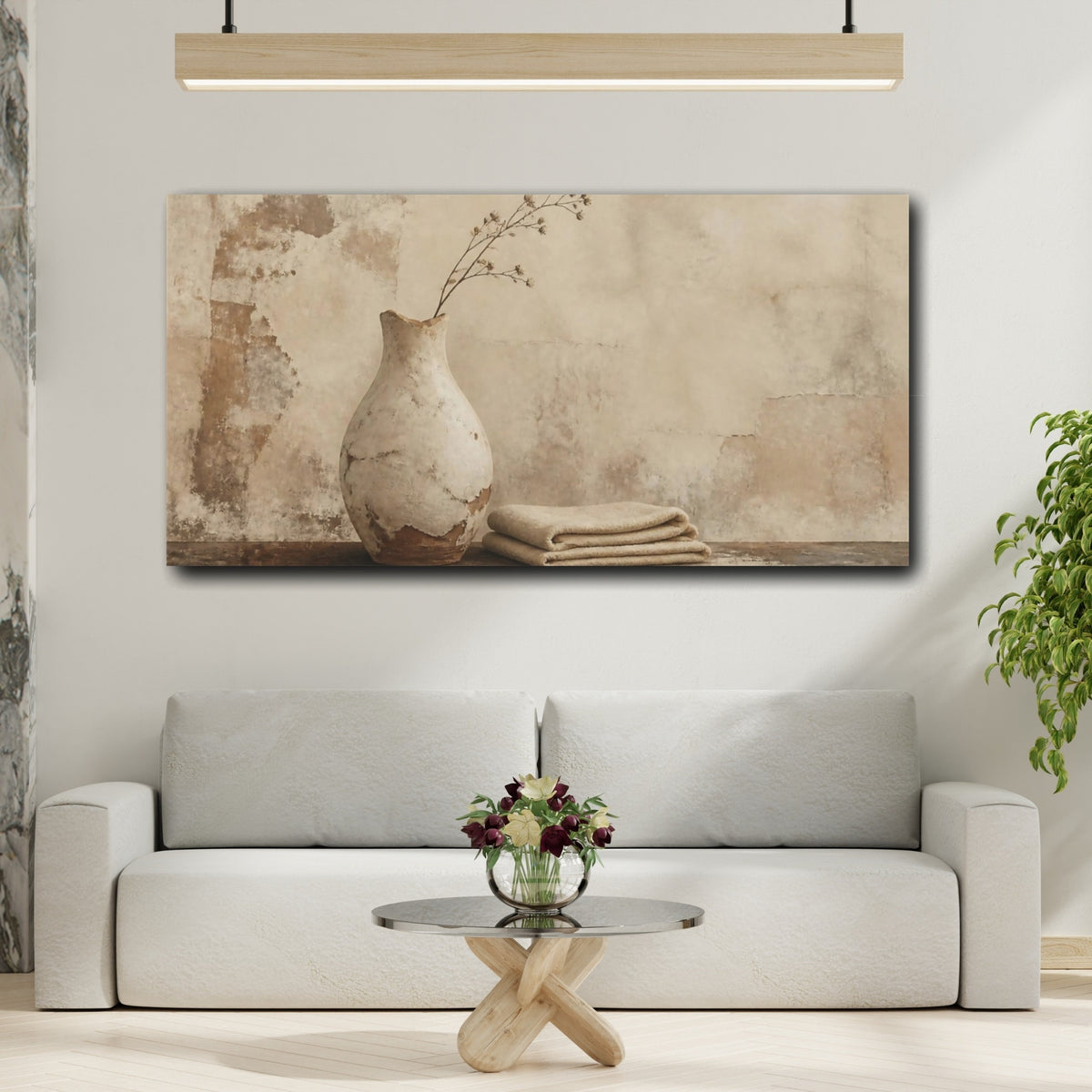 Mockup 2. Wabi Sabi Chipped Vase shown as canvas print