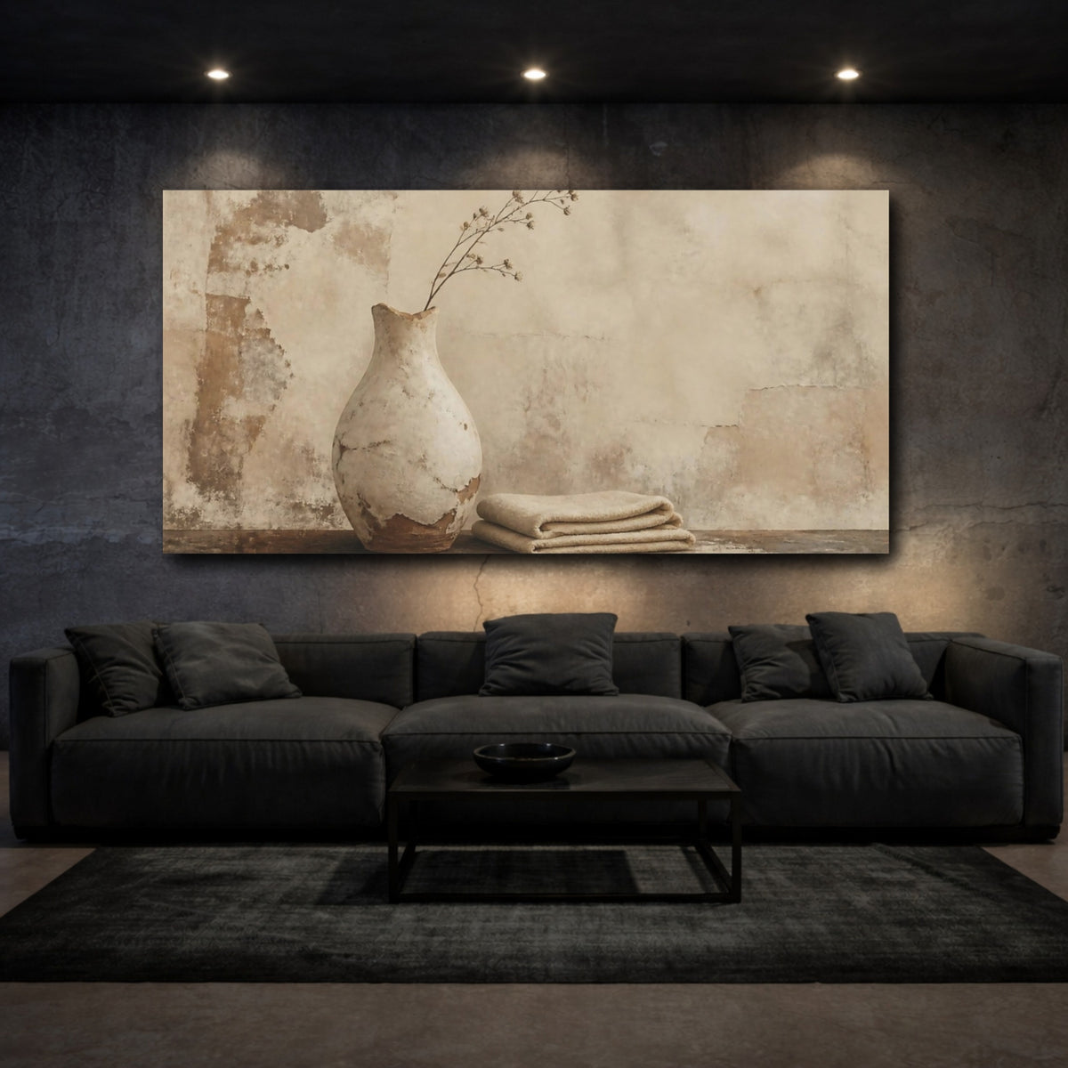 Mockup 3. Wabi Sabi Chipped Vase shown as canvas print