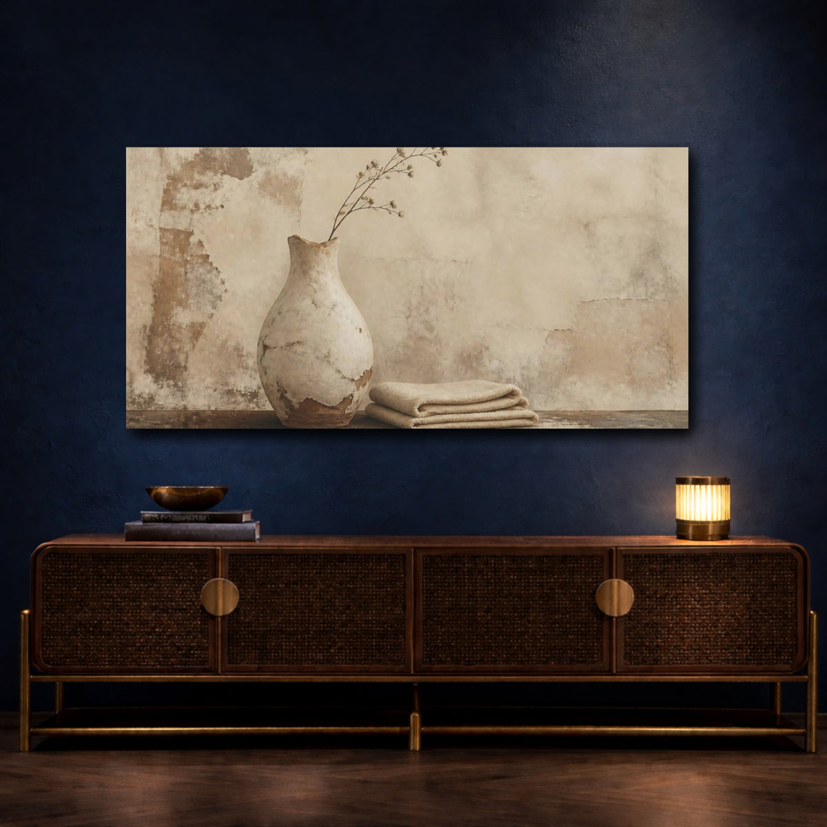 Mockup 4. Wabi Sabi Chipped Vase shown as canvas print