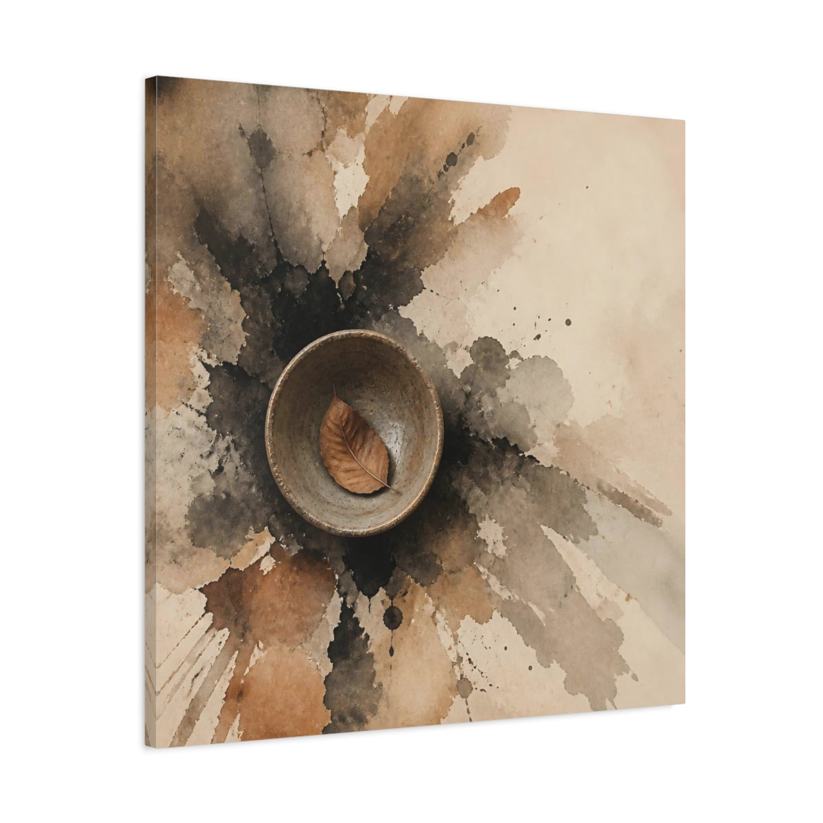 Side Mockup 3. Wabi Sabi Clay Bowl shown as canvas print