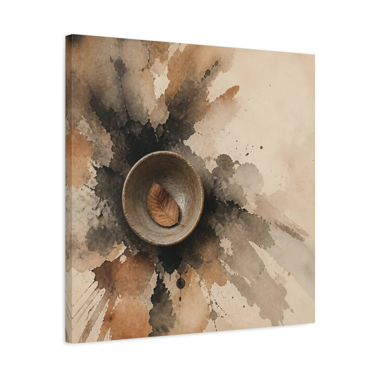 Side Mockup 4. Wabi Sabi Clay Bowl shown as canvas print