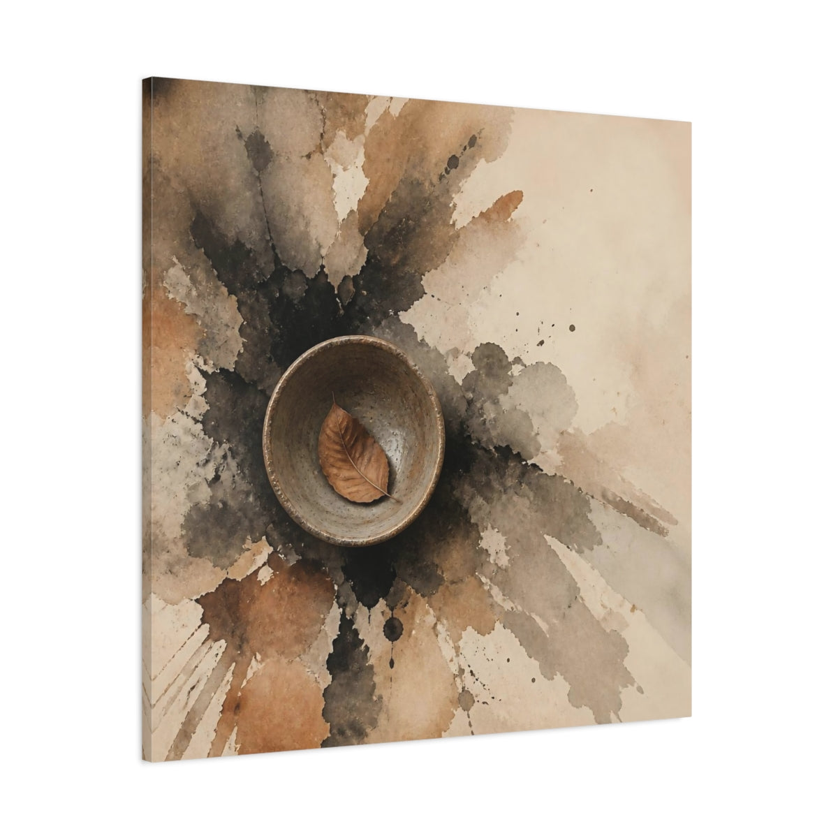 Side Mockup 1. Wabi Sabi Clay Bowl shown as canvas print