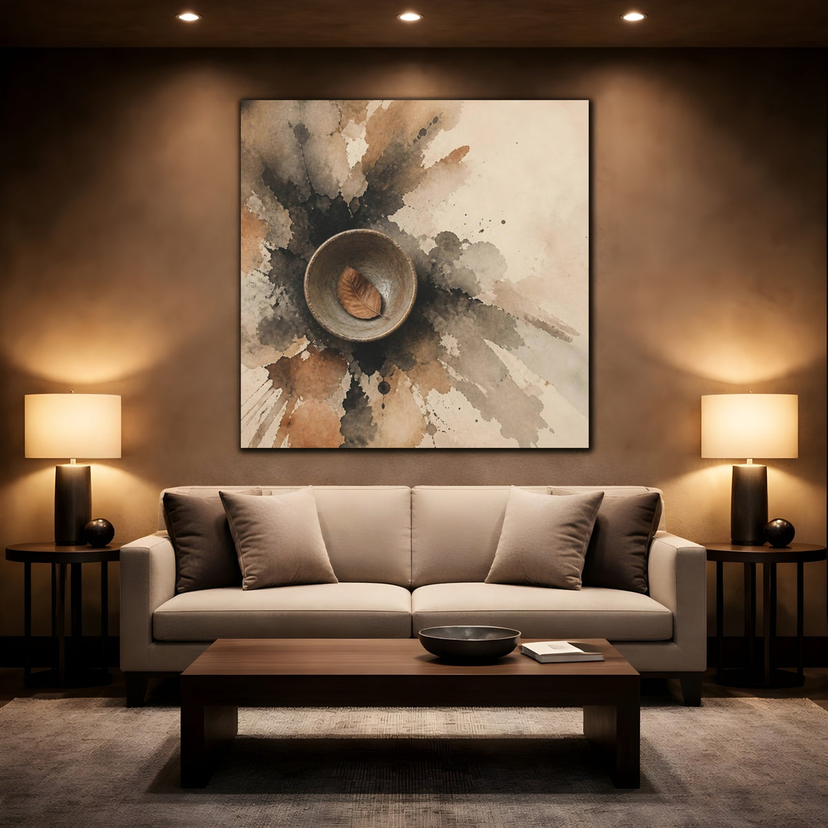 Mockup 2. Wabi Sabi Clay Bowl shown as canvas print