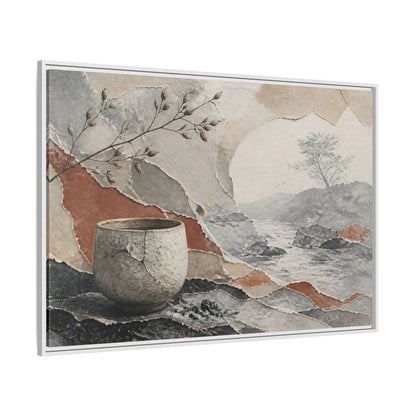 Side Mockup 7. Wabi Sabi Cracked Cup shown as framed canvas print