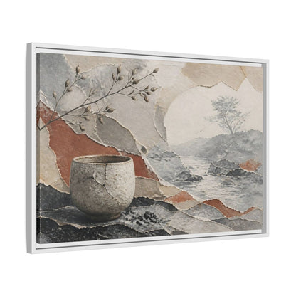 Side Mockup 10. Wabi Sabi Cracked Cup shown as framed canvas print