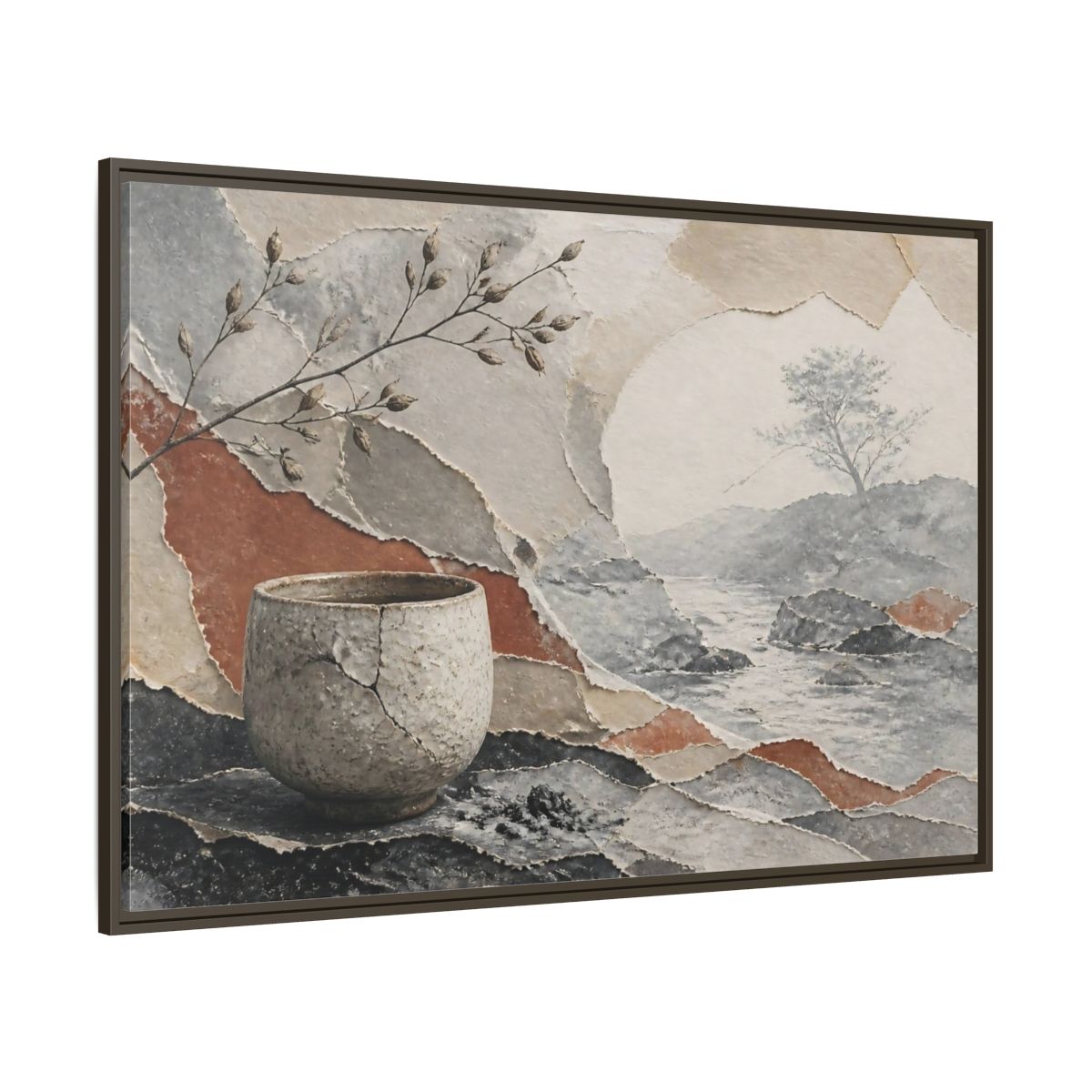 Side Mockup 8. Wabi Sabi Cracked Cup shown as framed canvas print