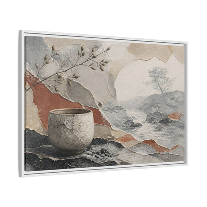 Side Mockup 9. Wabi Sabi Cracked Cup shown as framed canvas print