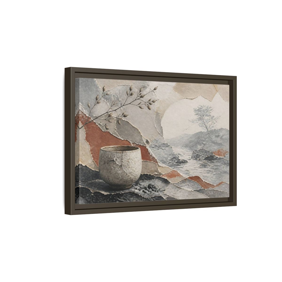 Side Mockup 5. Wabi Sabi Cracked Cup shown as framed canvas print