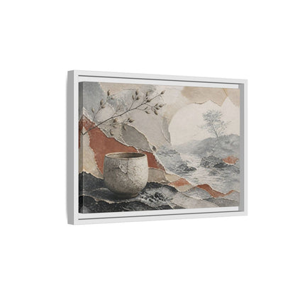 Side Mockup 4. Wabi Sabi Cracked Cup shown as framed canvas print