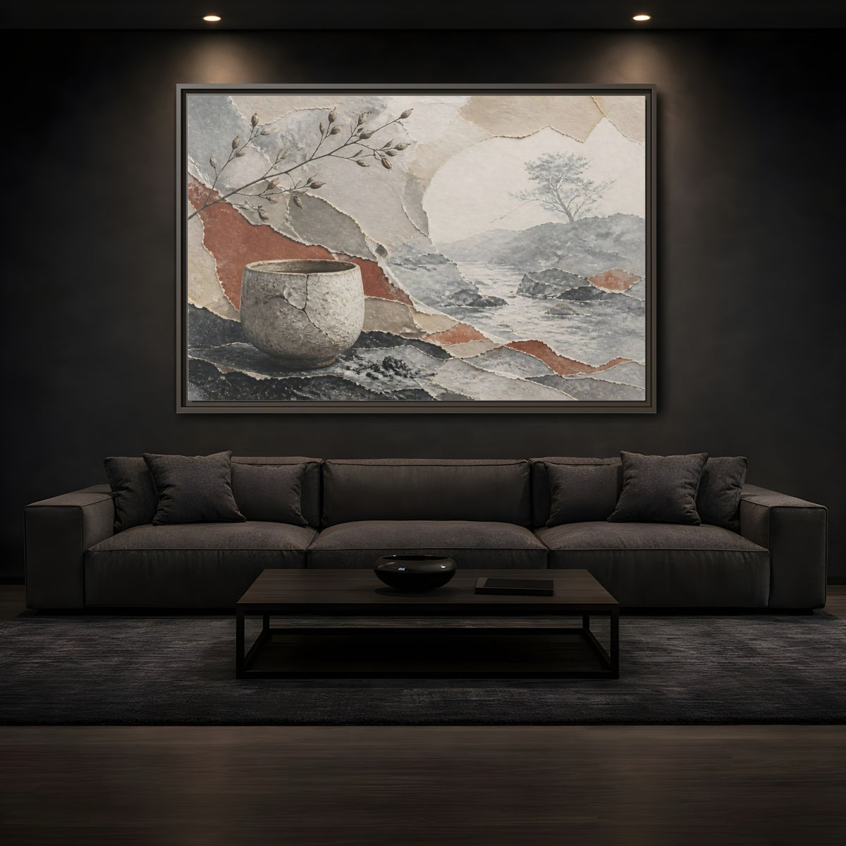 Mockup 3. Wabi Sabi Cracked Cup shown as framed canvas print