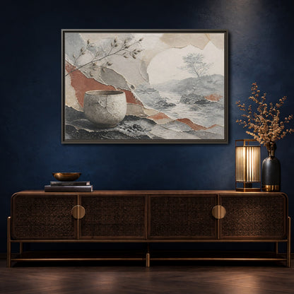 Mockup 4. Wabi Sabi Cracked Cup shown as framed canvas print