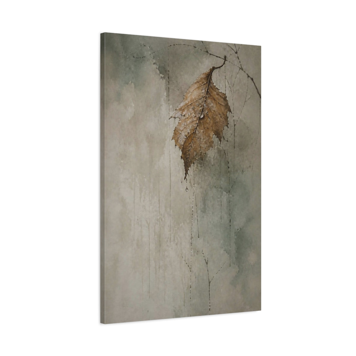 Main Mockup. Wabi Sabi Curled Leaf shown as canvas print