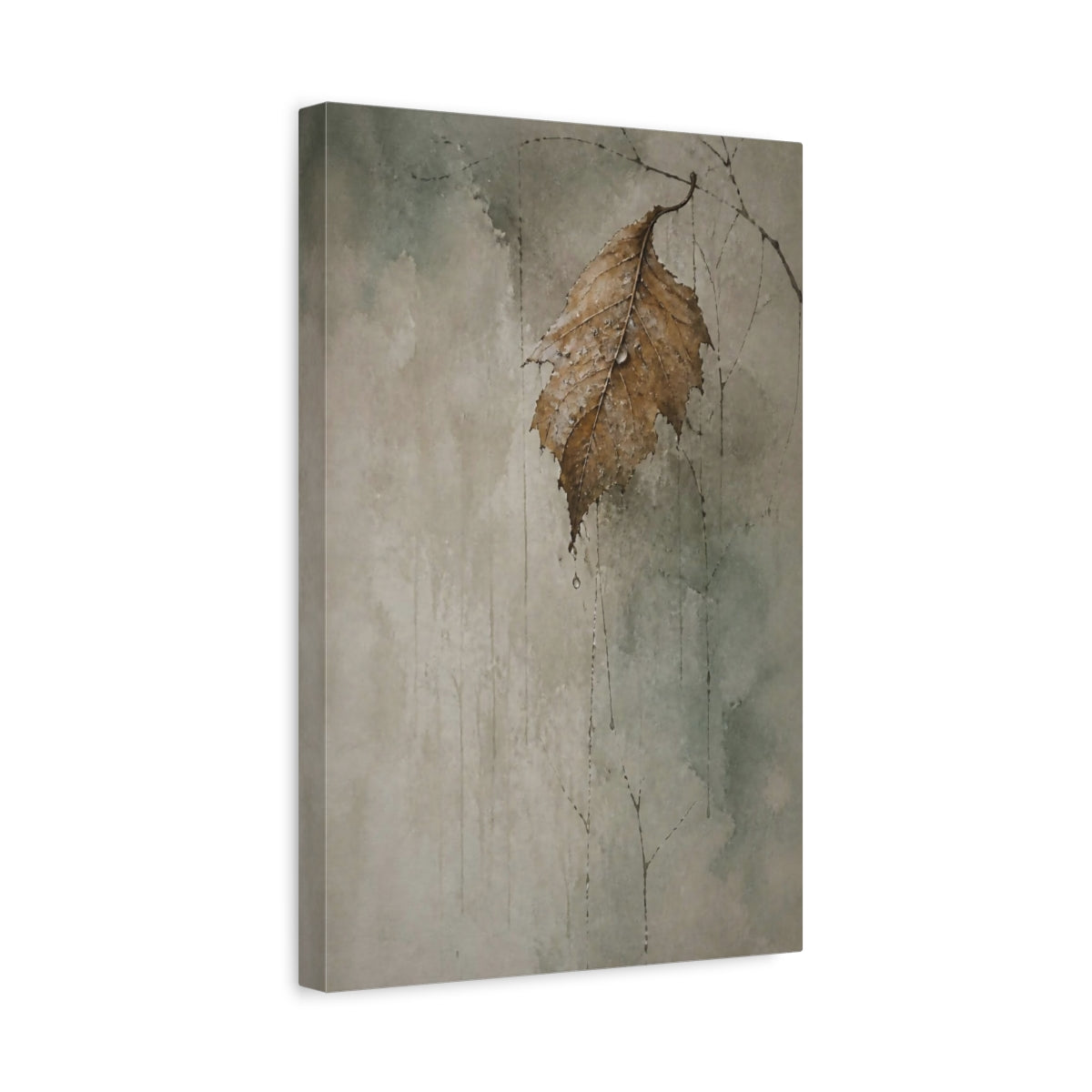 Side Mockup 4. Wabi Sabi Curled Leaf shown as canvas print