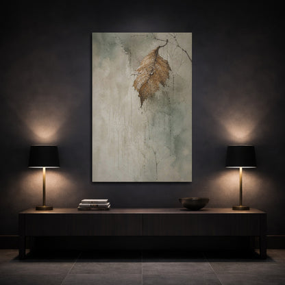 Mockup 3. Wabi Sabi Curled Leaf shown as canvas print