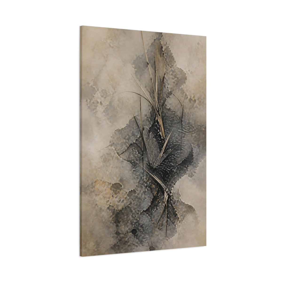 Side Mockup 1. Wabi Sabi Dragonfly Wing shown as canvas print