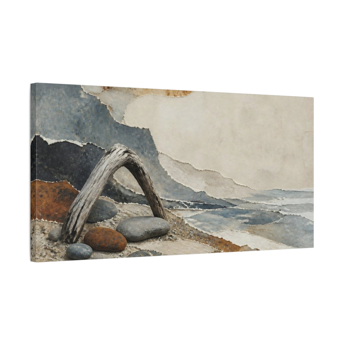 Side Mockup 1. Wabi Sabi Driftwood Arch shown as canvas print