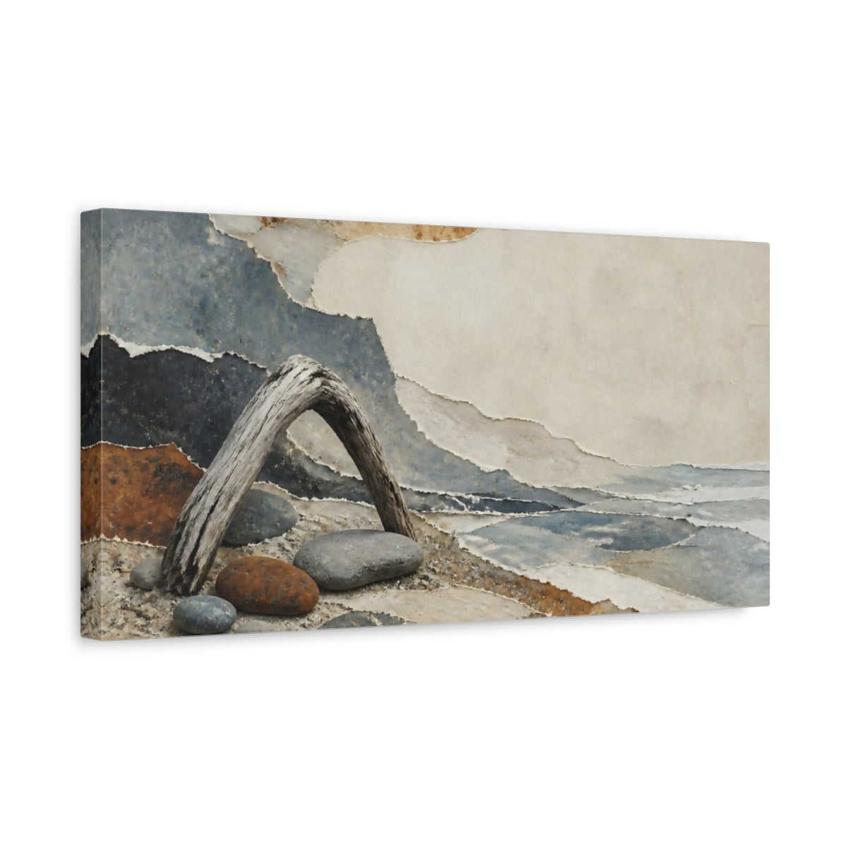 Side Mockup 3. Wabi Sabi Driftwood Arch shown as canvas print