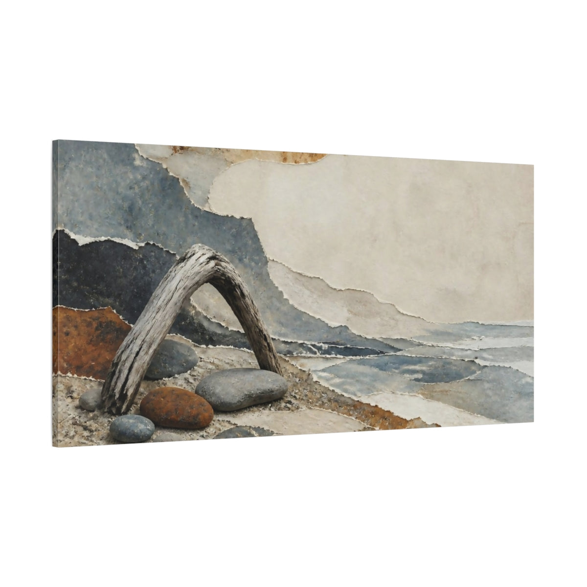 Side Mockup 2. Wabi Sabi Driftwood Arch shown as canvas print