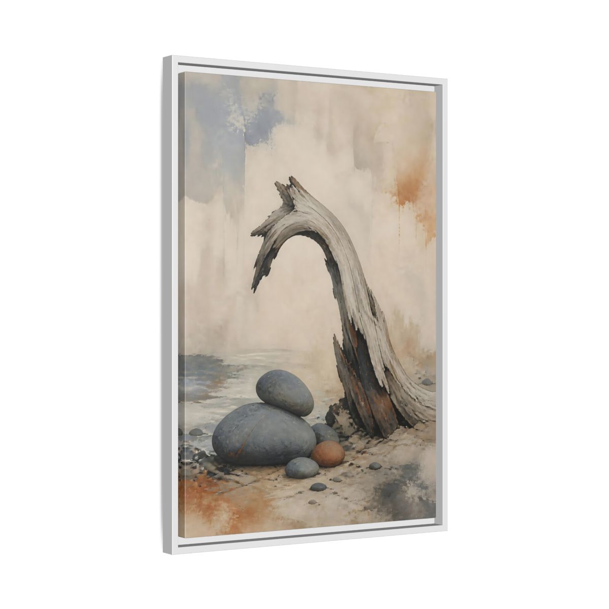 Side Mockup 10. Wabi Sabi Driftwood Arch shown as framed canvas print