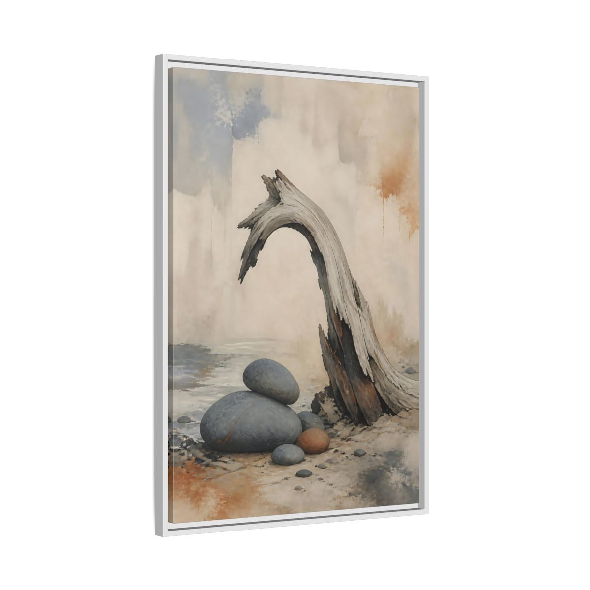 Side Mockup 9. Wabi Sabi Driftwood Arch shown as framed canvas print