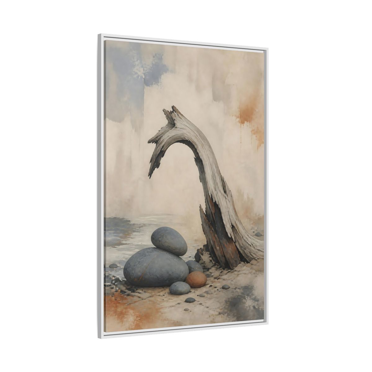 Side Mockup 7. Wabi Sabi Driftwood Arch shown as framed canvas print