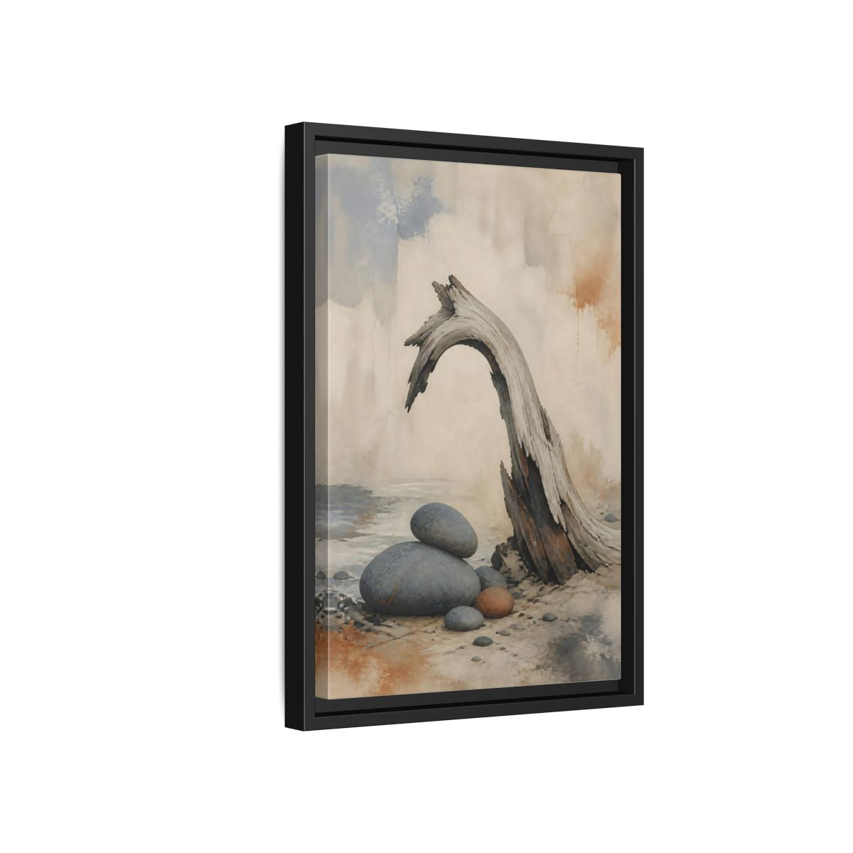 Side Mockup 6. Wabi Sabi Driftwood Arch shown as framed canvas print