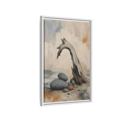 Side Mockup 1. Wabi Sabi Driftwood Arch shown as framed canvas print